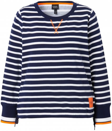 Ulla Popken Striped Drawstring Hem Sweatshirt Navy - Naisten hupparit ja collegepaidat isot koot - 