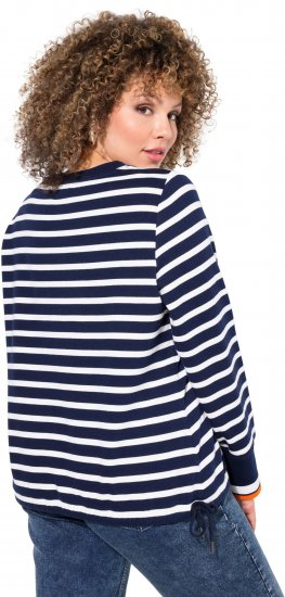 Ulla Popken Striped Drawstring Hem Sweatshirt Navy - Naisten hupparit ja collegepaidat isot koot - 