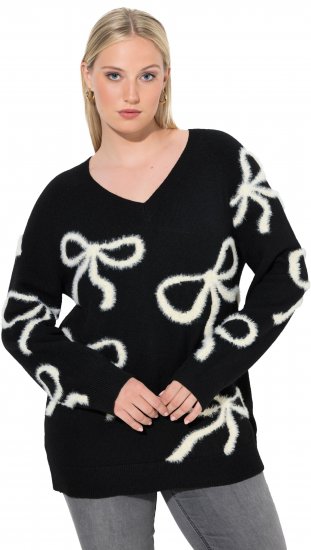 Ulla Popken Glitter Bow Sweater Black - Naisten hupparit ja collegepaidat isot koot - 