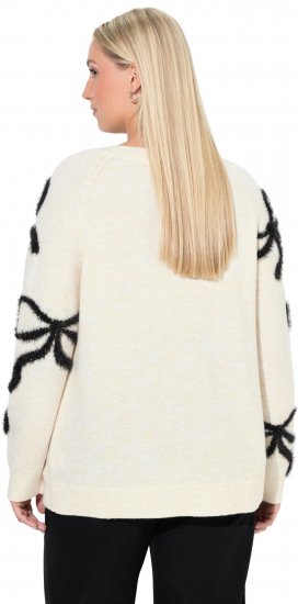 Ulla Popken Glitter Bow Sweater Chalk - Hupparit ja collegepaidat - 