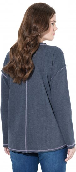 Ulla Popken Houston Textured Lettering Sweatshirt Navy - Hupparit ja collegepaidat - 