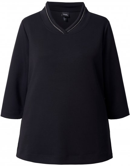 Ulla Popken Decorative Chain Collar Sweatshirt Black - Naisten hupparit ja collegepaidat isot koot - 