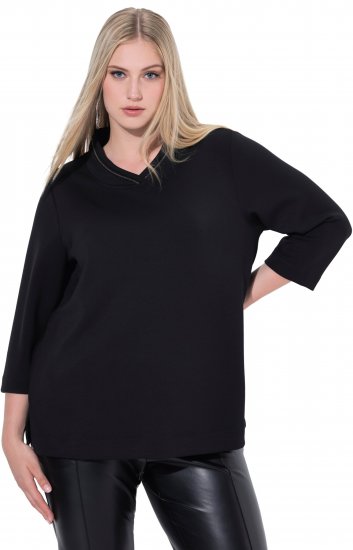 Ulla Popken Decorative Chain Collar Sweatshirt Black - Naisten hupparit ja collegepaidat isot koot - 