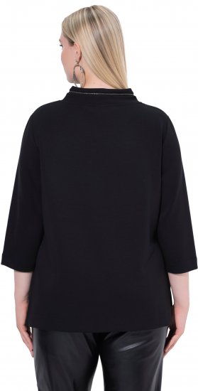Ulla Popken Decorative Chain Collar Sweatshirt Black - Naisten hupparit ja collegepaidat isot koot - 