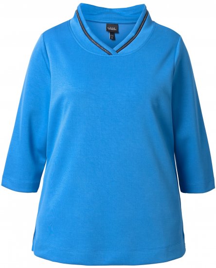 Ulla Popken Classic Fit with Side Slits 3/4 Sleeve Sweatshirt Royal Blue - Naisten hupparit ja collegepaidat isot koot - 