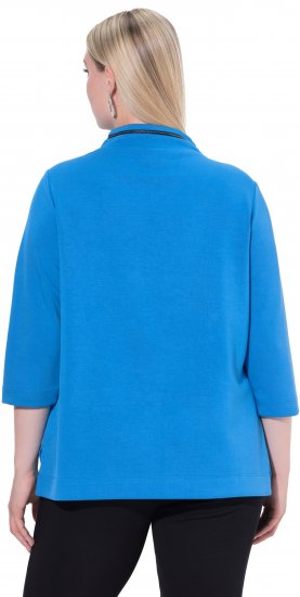 Ulla Popken Classic Fit with Side Slits 3/4 Sleeve Sweatshirt Royal Blue - Naisten hupparit ja collegepaidat isot koot - 