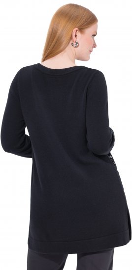 Ulla Popken Sequined Soft Fine Knit Sweater Black - Naisten hupparit ja collegepaidat isot koot - 