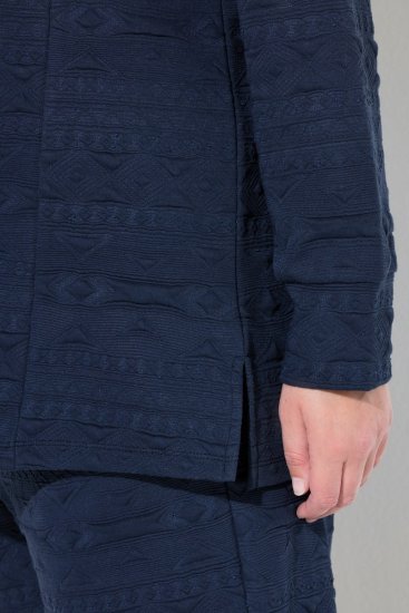 Ulla Popken Eco Cotton Stripe Textured Sweatshirt Navy - Naisten hupparit ja collegepaidat isot koot - Mukavat collegepaidat, huput ja neuleet