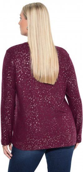 Ulla Popken Metallic Print Extra Soft Christmas Sweatshirt Dark Wine Red - Naisten hupparit ja collegepaidat isot koot - 