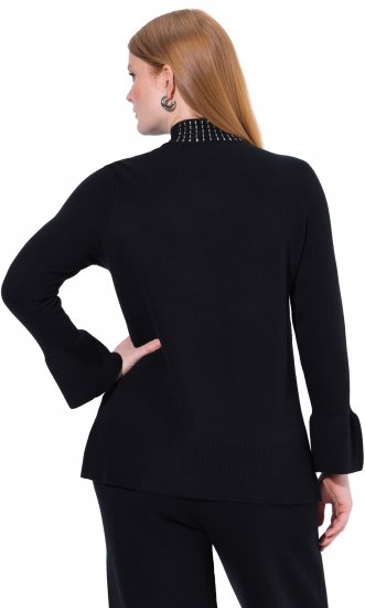 Ulla Popken Flared Sleeve Turtleneck Sweater Black - Naisten hupparit ja collegepaidat isot koot - 