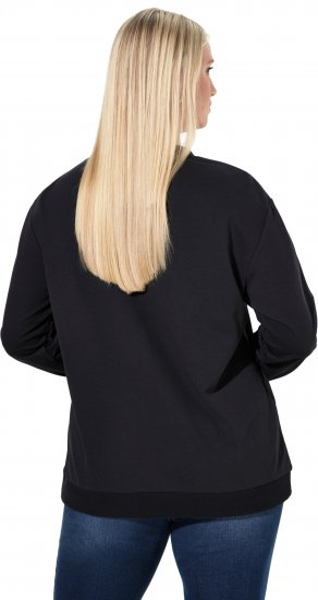 Ulla Popken Sparkling Sequin Bows Christmas Sweatshirt Black - Naisten hupparit ja collegepaidat isot koot - 
