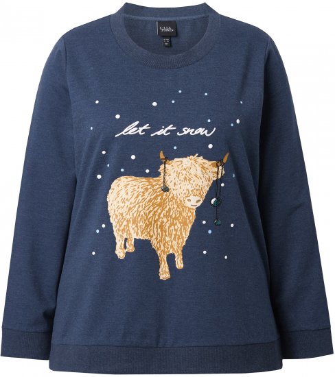 Ulla Popken Let It Snow Sequins Sweatshirt Ink Blue - Hupparit ja collegepaidat - 