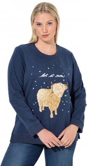 Ulla Popken Let It Snow Sequins Sweatshirt Ink Blue - Hupparit ja collegepaidat - 