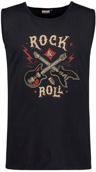 Adamo Motiv Rock and Roll Tank Top Black - Isojen miesten hihattomat t-paidat - Isojen miesten hihattomat t-paidat