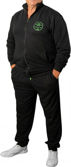 20 Nodi Ostro Stretch Fleece Cotton Tracksuit Black - Verryttelypuvut - Miesten verryttelypuvut isot koot