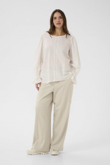 Kaffe Curve Sirana Pants Beige Melange/Black Stripe - Kangashousut - 