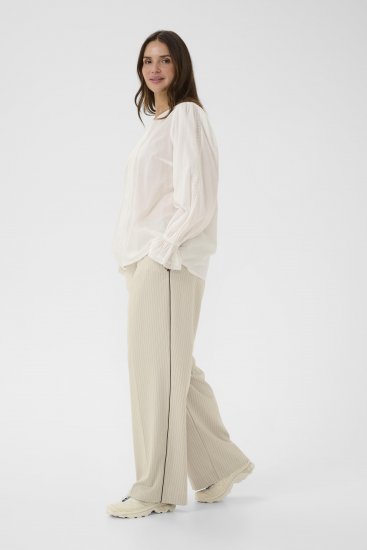 Kaffe Curve Sirana Pants Beige Melange/Black Stripe - Kangashousut - 