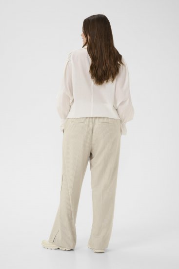 Kaffe Curve Sirana Pants Beige Melange/Black Stripe - Kangashousut - 