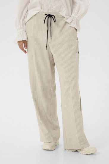 Kaffe Curve Sirana Pants Beige Melange/Black Stripe - Kangashousut - 