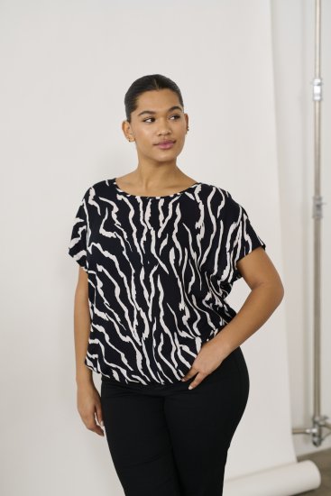 Kaffe Curve Sonna Stanley Toppi Musta / Antiikinvalkoinen Seeprakuosi - T-paidat - 