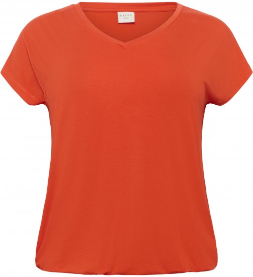 Kaffe Curve Jena V-Neck T-Shirt Grenadine Red - T-paidat - 
