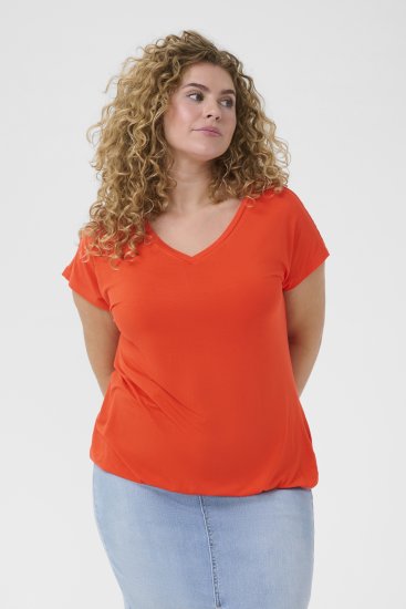 Kaffe Curve Jena V-Neck T-Shirt Grenadine Red - T-paidat - 