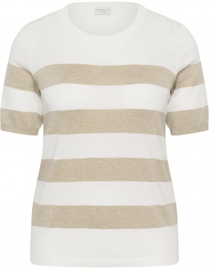 Kaffe Curve Lizzy Striped Pullover Chalk/Feather Grey Bold Stripe - T-paidat - 