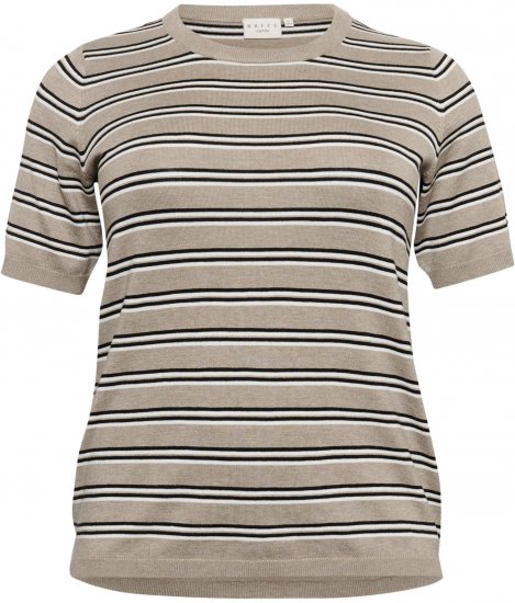 Kaffe Curve Lizzy Raidallinen neulepusero Beige/Musta - Painetut T-paidat naisille - 