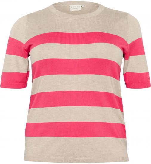 Kaffe Curve Lizzy Raidallinen neulepusero Beige/Vadelma - Painetut T-paidat naisille - 