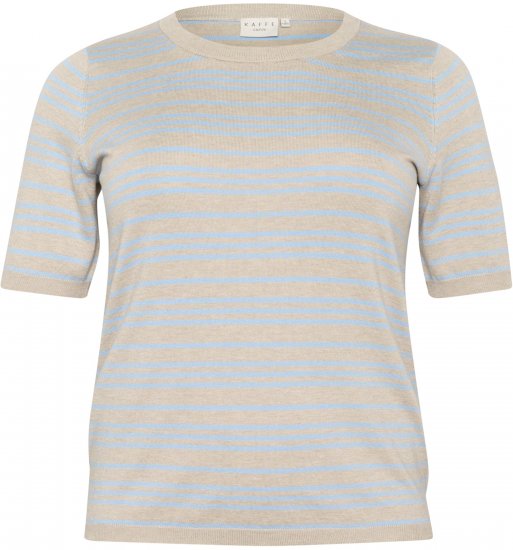 Kaffe Curve Lizzy Raidallinen neulepusero Beige/Pehmeä sininen - Painetut T-paidat naisille - 