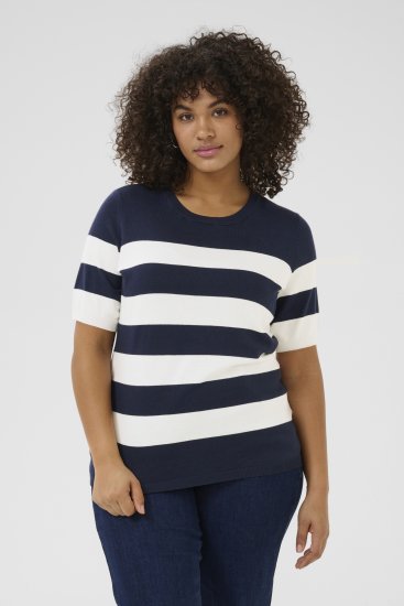 Kaffe Curve Lizzy Neule Tummansininen / Raidallinen - T-paidat - 