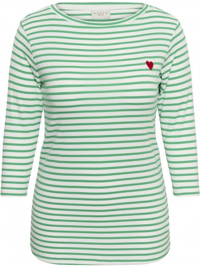 Kaffe Curve Lia Boatneck 3/4 T-Shirt Chalk/Bright Green - Naisten paidat ja topit isot koot - 
