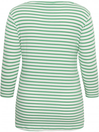 Kaffe Curve Lia Boatneck 3/4 T-Shirt Chalk/Bright Green - Naisten paidat ja topit isot koot - 