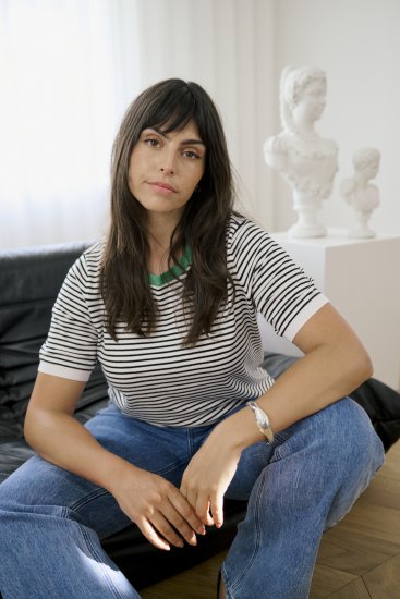 Kaffe Curve Lizzy Knit T-Shirt Chalk/Black Fine Stripe - T-paidat - 