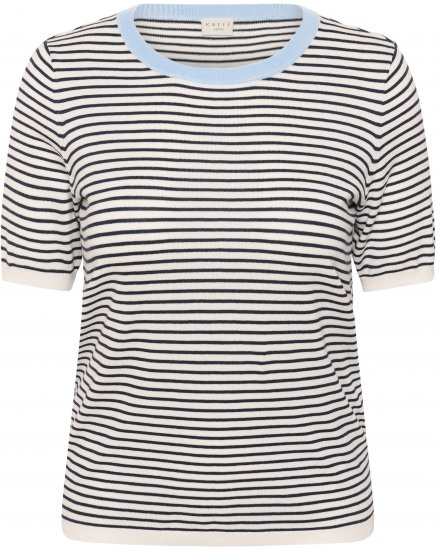 Kaffe Curve Lizzy Knit T-Shirt Chalk/Midnight Fine Stripe - T-paidat - 