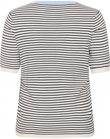 Kaffe Curve Lizzy Knit T-Shirt Chalk/Midnight Fine Stripe - T-paidat - 