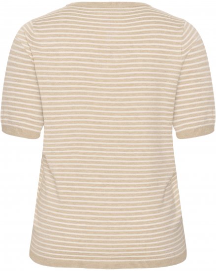 Kaffe Curve Lizzy Knit T-Shirt Feather Melange/Chalk Fine Stripe - T-paidat - 
