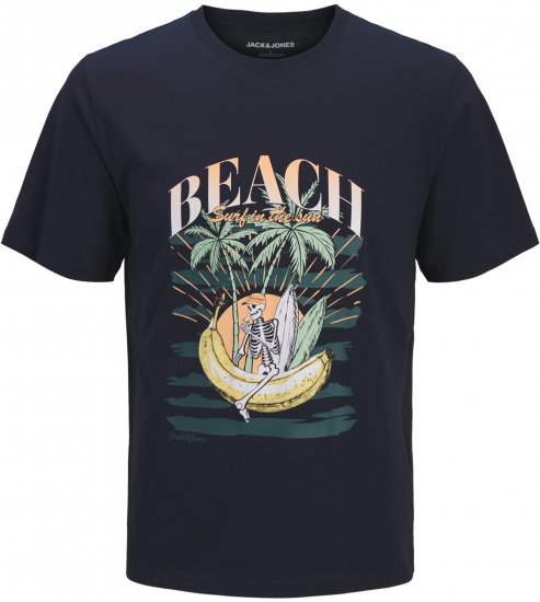 Jack & Jones King Crew Neck T-Shirt Navy - Isojen miesten t-paidat painatuksella - Isojen miesten t-paidat painatuksella