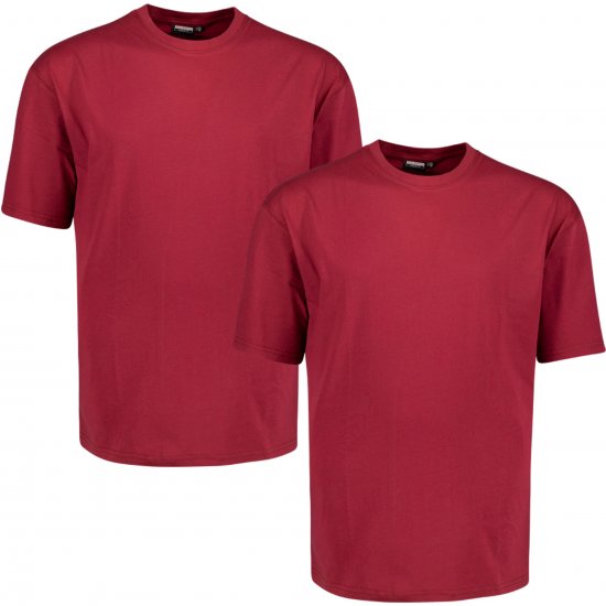 Adamo 129420 Comfort Fit Twin Pack T-Shirt Red - Isojen miesten t-paidat ilman painatusta - Isojen miesten t-paidat ilman painatusta