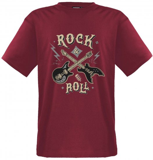Adamo Rock and Roll Comfort Fit T-Shirt Red - Isojen miesten t-paidat painatuksella - Isojen miesten t-paidat painatuksella