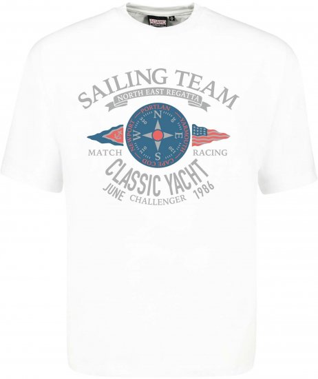 Adamo Sailing Comfort Fit T-Shirt White - Isojen miesten t-paidat painatuksella - Isojen miesten t-paidat painatuksella