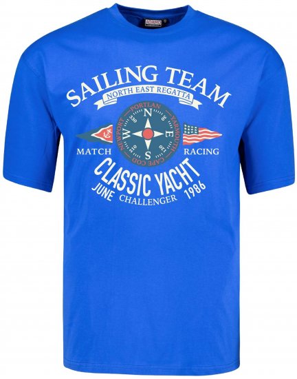 Adamo Motivshirt Sailing Comfort Fit Royal Blue - T-paidat - Isot T-paidat 2XL – 14XL