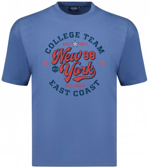 Adamo College Comfort Fit T-Shirt Blue - Isojen miesten t-paidat painatuksella - Isojen miesten t-paidat painatuksella