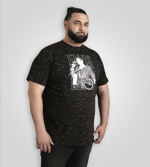 D555 Official Elvis Presley Printed T-Shirt Black - Isojen miesten t-paidat painatuksella - Isojen miesten t-paidat painatuksella