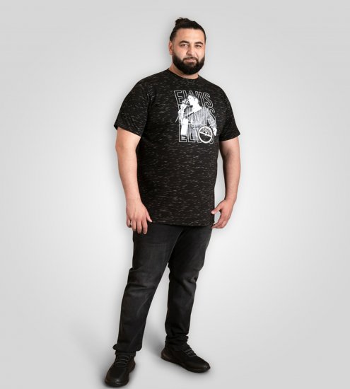 D555 Official Elvis Presley Printed T-Shirt Black - Isojen miesten t-paidat painatuksella - Isojen miesten t-paidat painatuksella