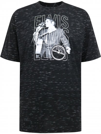 D555 Official Elvis Presley Printed T-Shirt Black - Isojen miesten t-paidat painatuksella - Isojen miesten t-paidat painatuksella