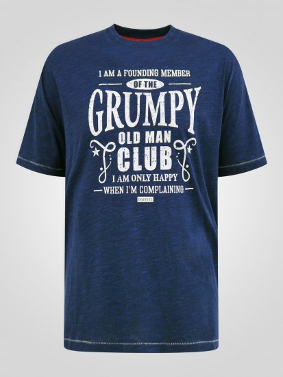 D555 Cooper Grumpy Old Man Printed T-Shirt Navy - Isojen miesten t-paidat painatuksella - Isojen miesten t-paidat painatuksella