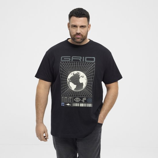 North Latitude 53333 Grid Printed T-Shirt Black - T-paidat - Isot T-paidat 2XL – 14XL
