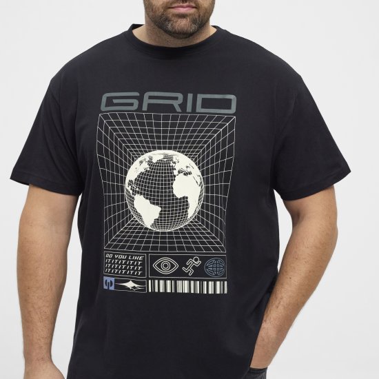 North Latitude 53333 Grid Printed T-Shirt Black - T-paidat - Isot T-paidat 2XL – 14XL