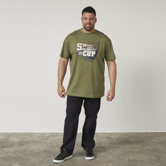 North Latitude 61119 Painettu T-Paita Oliivinvihreä - T-paidat - Isot T-paidat 2XL – 14XL